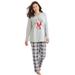 Plus Size Women's Cozy Pajama Set by Dreams & Co. in Grey Plaid (Size 34/36) Pajamas