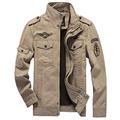 CFWL Winter Men's Jacket Cotton Loose Embroidered Military Uniform Jacket Jackets with Multi Pockets Denim Jacket Men's Crew Midlayer Jacket Hiking Outdoor Waistcoat Brown L