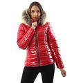 Ladies Quilted Wet Look Coat Red Size 14