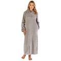 Slenderella Ladies Fur Collar Zip Through Robe HC66337 Grey Medium