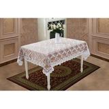 Violet Linen Bridal Royal Lace Embroidered Flower Tablecloth Polyester/Lace in White/Brown | 140 W x 70 D in | Wayfair