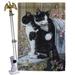 Breeze Decor Tuxedo Cat 2-Sided Wood 40 x 28 in. Flag Set in Black/Gray | 40 H x 28 W x 4 D in | Wayfair BD-PT-HS-110079-IP-BO-02-D-US16-SB