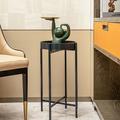 Everly Quinn Cueto Tray Top End Table Wood in Blue | 23.5 H x 13.25 W x 13.25 D in | Wayfair C7E79EB194484475B7A2111DD4D6C1EE