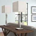 Three Posts™ Ledbury 28" Brushed Nickel Table Lamp Set w/ USB Port Metal/Fabric in Gray | 28 H x 13 W x 9 D in | Wayfair