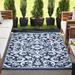 Blue/Navy 106 x 0.25 in Area Rug - Fleur De Lis Living Nebraska Floral Navy Indoor/Outdoor Area Rug Polypropylene | 106 W x 0.25 D in | Wayfair