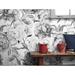 Red Barrel Studio® Arnis Peel & Stick Charcoal Flower Monochrome Peony Wallpaper Vinyl in Gray | 187 W in | Wayfair