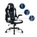 Inbox Zero PC & Racing Gaming Chair w/ USB Massage Vibration Leather in Black/White | 47.6 H x 27.3 W x 26.8 D in | Wayfair