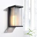 Mercury Row® Shackelford 1 - Bulb 13.3" H Outdoor Flush Mount w/ Dusk to Dawn Glass/Metal in Black | 12.6 H x 5.9 W x 6.9 D in | Wayfair