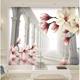 GK Wall Design 3D Magnolia Flower Abstract Column Textile Wallpaper Fabric in Gray/White | 187 W in | Wayfair GKWP000091W187H106_3D