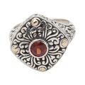 Temple Base,'Garnet and Sterling Silver Cocktail Ring from Bali'