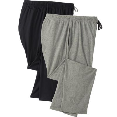 Men's Big & Tall Hanes® 2-Pack Jersey Pajama Lounge Pants by Hanes in Black Grey (Size XL)