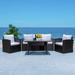 Safavieh Nyra Rectangular 5 - Person 26.8" Long Outdoor Dining Set w/ Cushions Glass/Metal in Black | Wayfair PAT7700A-3BX