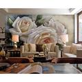 GK Wall Design 3D White Rose Nordic Removable Textile Wallpaper Fabric in White/Brown | 112 W in | Wayfair GKWP000154W112H75_3D