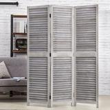 Highland Dunes Feitoza 54.25" 3 - Panel Folding Room Divider Wood in Brown/Gray | 70 H x 54.25 W x 0.78 D in | Wayfair