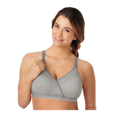 Plus Size Women's Nursing Seamless Wirefree Bra with Shaping Foam Cups by Playtex in Silver Filigree Heather (Size L)