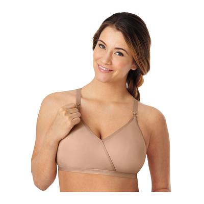 Plus Size Women's Nursing Seamless Wirefree Bra with Shaping Foam Cups by Playtex in Cafe Au Lait (Size L)
