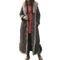 LZJN Women's Warm Long Overcoat Hooded Winter Quilted Parka Outwear with Faux Fur Collar Jackets (Black with Small Flowers)