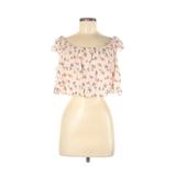Forever 21 Sleeveless Top Tan Floral Boatneck Tops - Women's Size Medium