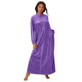 Plus Size Women's Smocked velour long robe by Only Necessities® in Plum Burst (Size 5X)