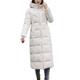 S.CHARMA Womens Winter Coat, Long Sleeve High-Necked Long Warm Down Jacket with Hat for Women Ladies Daily Travel Wear Casual Vintage Stylish White
