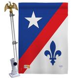 Breeze Decor Franco American 2-Sided Polyester 40" x 28" Flag set in Blue/Gray/Red | 40 H x 28 W x 4 D in | Wayfair