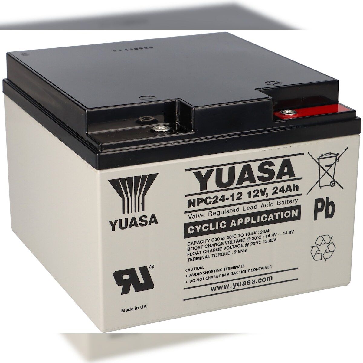 Yuasa Blei-Akku NPC24-12I Pb 12V / 24Ah Zyklenfest, M5 Innengewinde Image