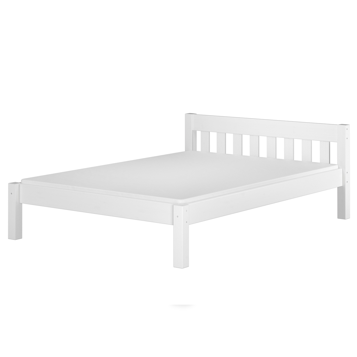 Erst-Holz Weißes Doppelbett 180x200 Massivholzbett Kiefer massiv mit wählbarem Zubehör V-60.38-18W Rollrost und Matratze inkl. Image