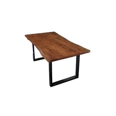 SIT Möbel Baumkante-Esstisch 140 x 80 cm | Platte Akazie nussbaum-farbig | Gestell Stahl schwarz | B 140 x T 80 x H 77 c