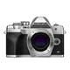 Olympus OM-D E-M10 Mark IV Micro Four Thirds System Camera, 20 MP sensor, 5-axis image stabilizer, selfie LCD screen, electronic viewfinder, 4K video, powerful AF, Wi-Fi, silver