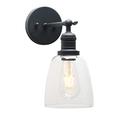 Phansthy Industrial Retro Style Wall Lights Bell Shaped Clear Glass Shade Vintage Wall Sconces E27 Bulbs Indoor Light Loft Bar Kitchen Lamp Bedroom Vanity Mirror Lighting (Black)