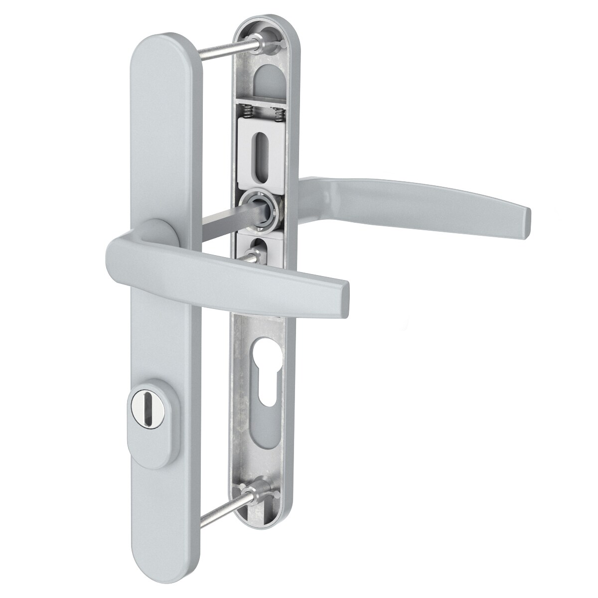 MS Beschläge PZ Schmalrahmengarnitur 92mm Silber Kernziehschutz Drücker/Drücker TS 71-86mm Image