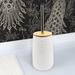 Evideco Bath D Dolomite & Bamboo Top Round Toilet Brush & Holder Free Standing Ceramic in White | 14.4 H x 4.12 W x 4.12 D in | Wayfair 6693210