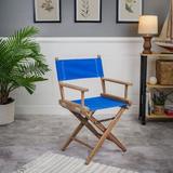 Whitecap Teak Newport Teak Director's Chair w/ Sunbrella Fabric Solid Wood in Blue | 33.5 H x 23 W x 17.5 D in | Wayfair WT60041