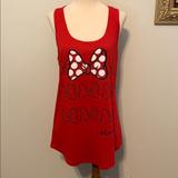 Disney Tops | Disney Parks Minnie Mouse Red Bow Tank Top Sz M | Color: Red/White | Size: M