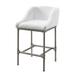 Hillsdale Furniture Dillon Metal Counter Height Stool, Textured Silver with White Fabric - 4188-828