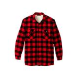 Men's Big & Tall Fleece Sherpa Shirt Jacket by KingSize in Red Buffalo Check (Size 5XL)