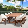 Corrigan Studio® Kessinger International Home Deluxe 9 Piece Outdoor Dining Set Wood in Brown/White | Wayfair 2711B4A6DCCE44D6AF2098A46428F087