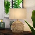 Bay Isle Home™ Edgware 21.5" Beige Table Lamp Rattan/Fabric in Brown/White | 21.5 H x 15 W x 15 D in | Wayfair 4CDE07A3788440D48001B91068944D85