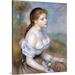 Charlton Home® 'A Young Girl w/ Daisies' by Pierre Auguste Renoir - Painting Print Canvas | 30 H x 24 W x 1.25 D in | Wayfair