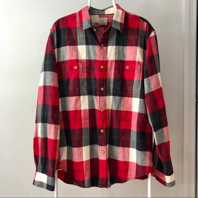 J. Crew Shirts | Jcrew Flannel Shirt - Red, White, & Black Plaid | Color: Black/Red | Size: L