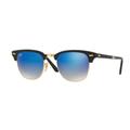 Ray-Ban RB2176 Clubmaster Folding Sunglasses Matte Black Frame Blu Flash Gradient Lenses 901S7Q-51