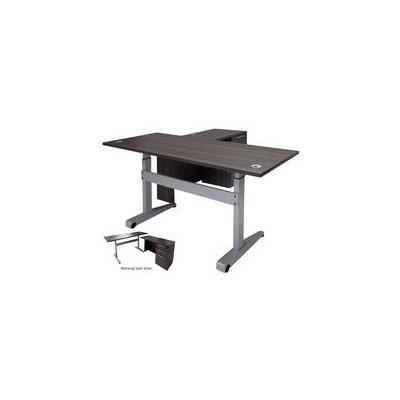 Pneumatic Lift Height Adjustable Executive L-Desk in Charcoal