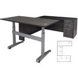Pneumatic Lift Height Adjustable Managers U-Desk in Charcoal