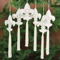 The Holiday Aisle® Parvez A.Warsi Fleur-De-Lis Beaded Hanging Figurine Ornament Set of 6 /Porcelain in Green | 3.9 H x 3.2 W x 0.6 D in | Wayfair