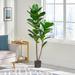 Primrue Achilles Artificial Fiddle-Leaf Fig Tree in Pot Plastic | 59 H x 29 W x 15 D in | Wayfair 962A7FD0B62046A7B2AA2B91C358554F