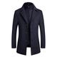 Mens 2 in 1 Wool Coat Regular Thick Winter Trench Coats Casual Peacoats (Jacket*1,Gilet*1)