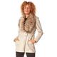 Roman Originals Women Faux Leather Faux Fur Trim Coat - Ladies Everyday Smart Casual Comfortable Quality Luxury Autumn Winter Zip Up Pleather Long Sleeve Belted Coats - Ivory - Size 14