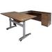 Pneumatic Lift Height Adjustable Managers U-Desk in Modern Walnut