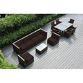 Ebern Designs Pavior 14 Piece Rattan Complete Patio Set w/ Cushions Synthetic Wicker/All - Weather Wicker/Wicker/Rattan in Brown | Wayfair