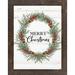 The Holiday Aisle® Merry Christmas Wreath - Picture Frame Textual Art Print Wood/Paper in Brown/Green | 28 H x 22 W x 0.5 D in | Wayfair